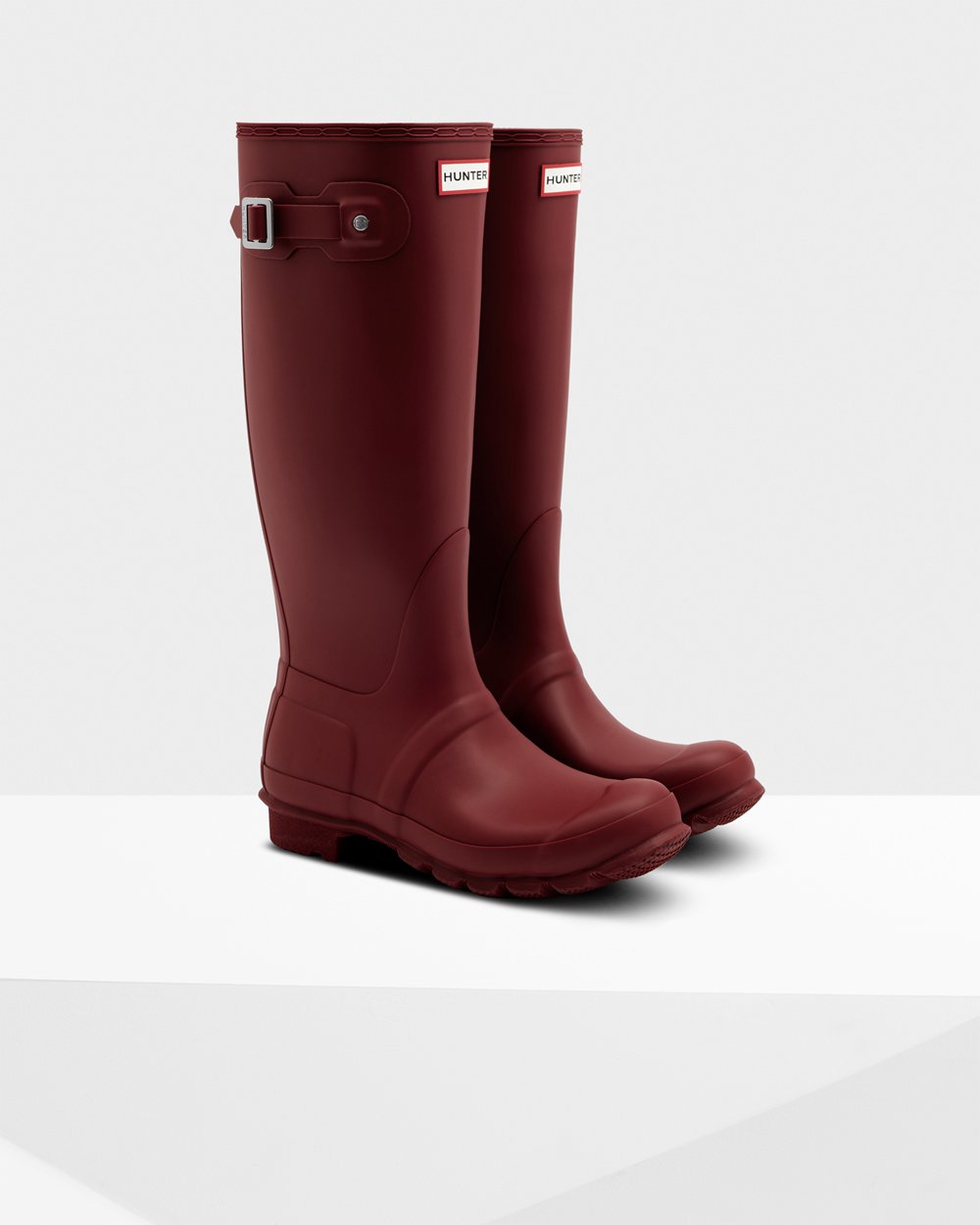 Womens Hunter Original - Tall Rain Boots Grey Red - 0345-SRWUQ